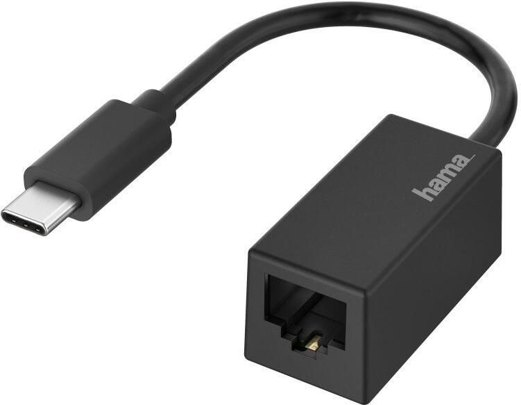 Hama NETWERK-ADAPTER USB-C-STEKKER LAN ETHERNET-AANSLUITING GIGABIT-ETHERNET Wifi adapter Zwart