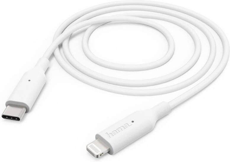 Hama Snelle oplaad- gegevenskabel USB Type-C naar Lightning 1m wit