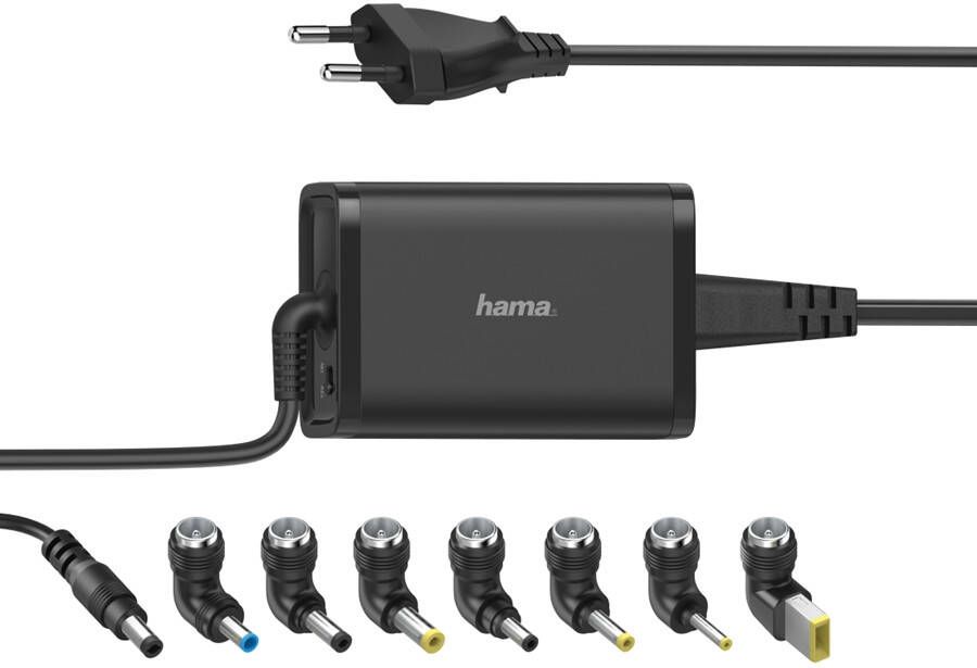 Hama UNIVERSELE NOTEBOOK-NETADAPTER 15-19V 65W Voeding Zwart