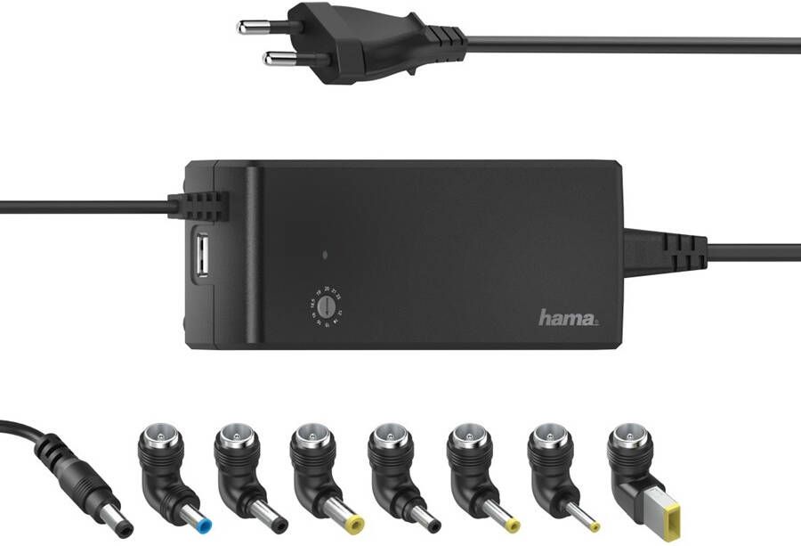 Hama UNIVERSELE NOTEBOOK-NETADAPTER 12-22V 90W Voeding Zwart