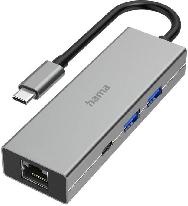 Hama USB-adapter USB-C-hub multipoort 4 poorten 2x USB-A USB-C LAN ethernet USB-C adapter