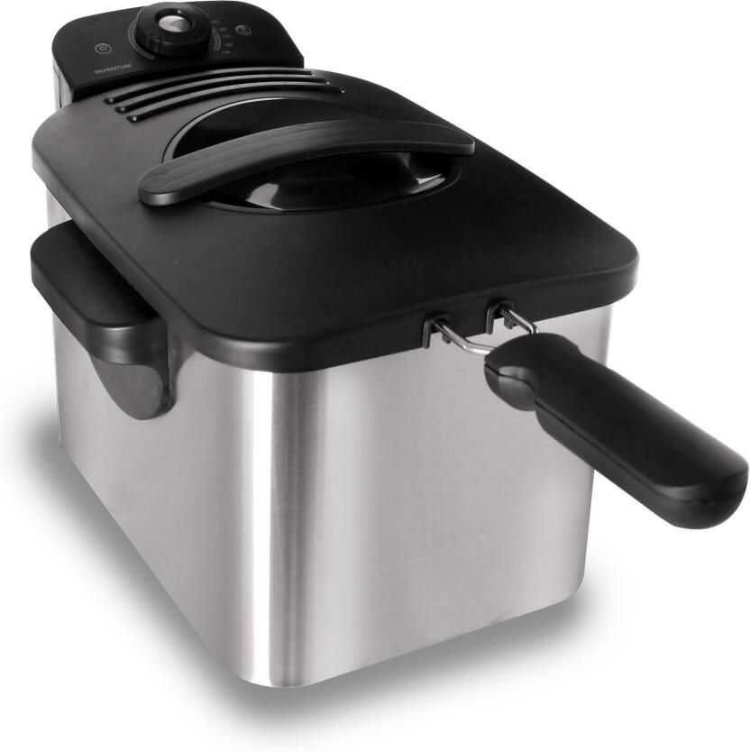 Inventum GF431S Frituurpan 3 liter Tot 190 graden 2200 watt Koude zone Friteuse RVS Zwart