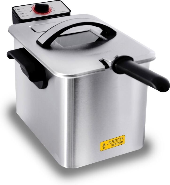 Inventum GF645F Frituurpan 4 liter Tot 190 graden 3000 watt Koude zone Anti reukfilter Kijkvenster Friteuse RVS Zwart