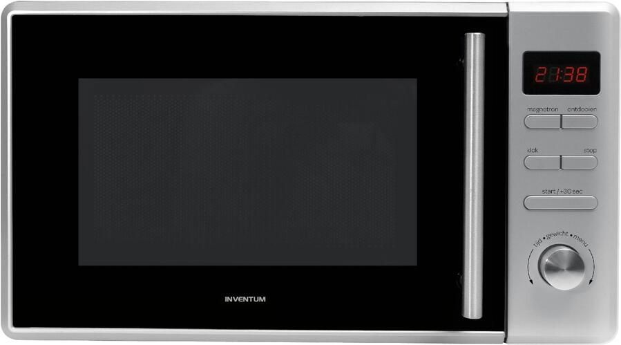 Inventum MN207S Vrijstaande solo-magnetron 20 liter 800 watt 8 kookprogramma's RVS Zwart