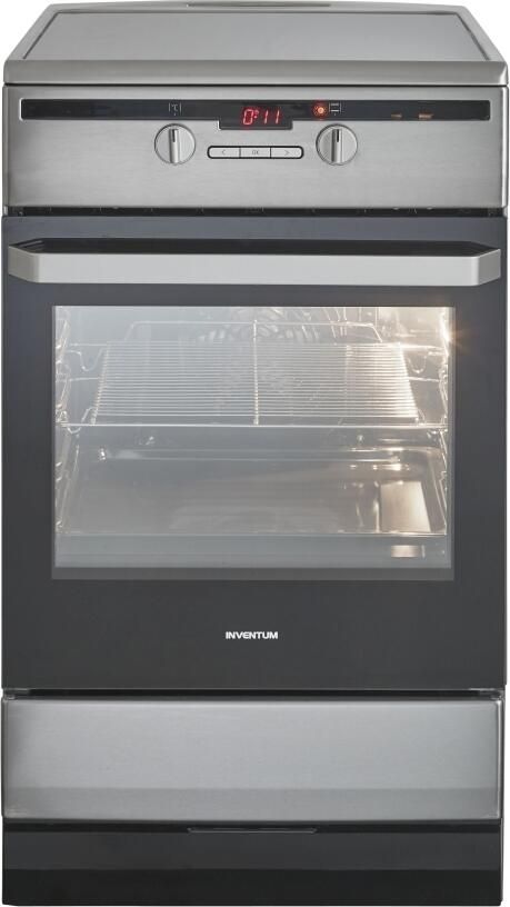 Inventum VFI5042RVS Vrijstaand inductie fornuis Elektrische oven 4 kookzones 50 cm 65 liter RVS Zwart