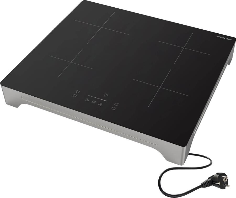 Inventum VKI6010ZIL Vrijstaande inductie kookplaat 4 kookzones 1-fase plug en play Zilver Zwart