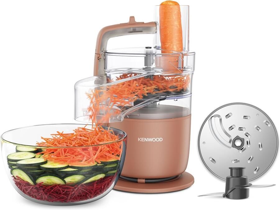 Kenwood MultiPro Go Foodprocessor FDP22.130RD Snij Rasp direct op je bord Opbergen in je keukenlade Veelzijdig: hakken snijden raspen Vaatwasser bestendige accessoires -[onderdeel GO collectie]