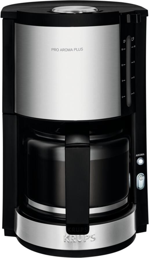 Krups Filterkoffieapparaat ProAroma Plus KM321 1 25 l 1 25l koffiepot papieren filter 1x4 met aromaschakelaar 1100 w zwart met applicaties van edelstaal