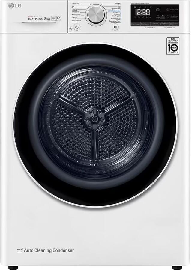 LG RH80V9AV4N 8 kg droger met DUAL Inverter Heat pump™ Supersnel of Superzuinig Auto Cleaning Condensor ThinQ