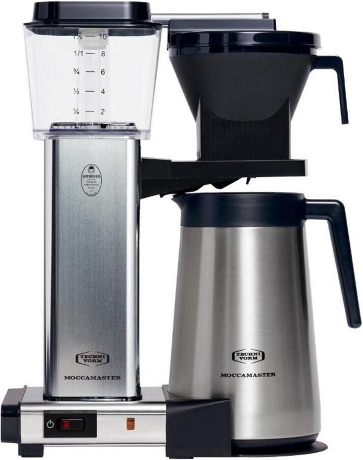 Moccamaster KBGT Polished Silver Koffiemachine met Thermoskan Filterkoffie Zilver