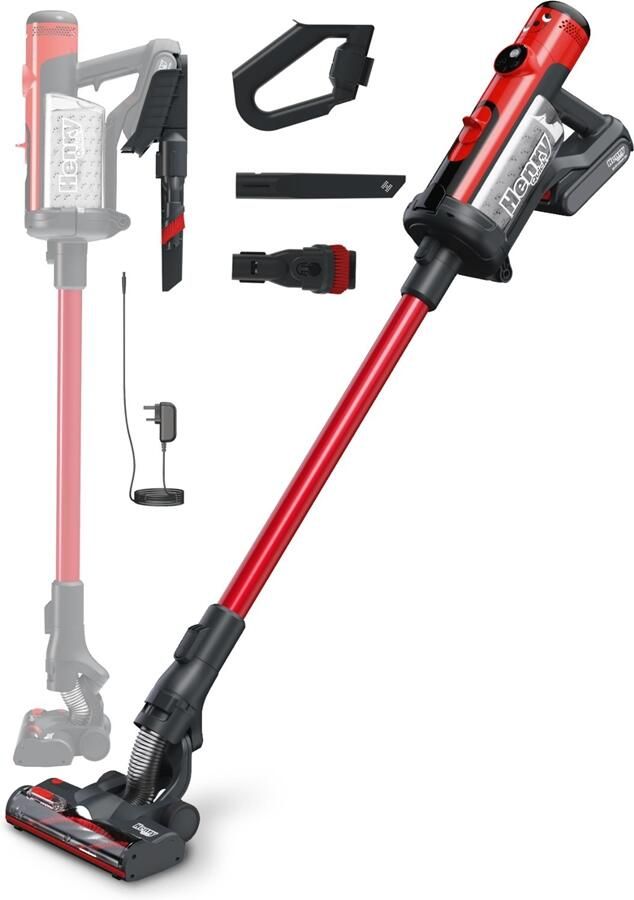 Numatic Henry Quick Draadloze Steelstofzuiger HEN100R Met zak Rood