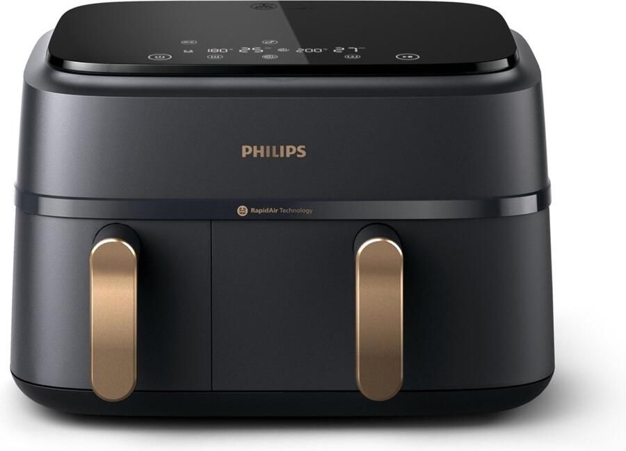 Philips Airfryer 9L met dubbele mand RapidAir digitaal zwart (NA352 04) - Foto 2