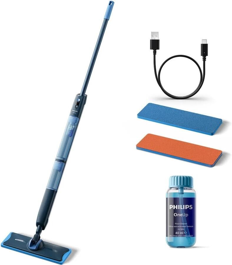 Philips OneUp Series 5000 BXA0109 00 (XV5113 01 00) + extra oranje dweildoek Vloerreiniger Blauw
