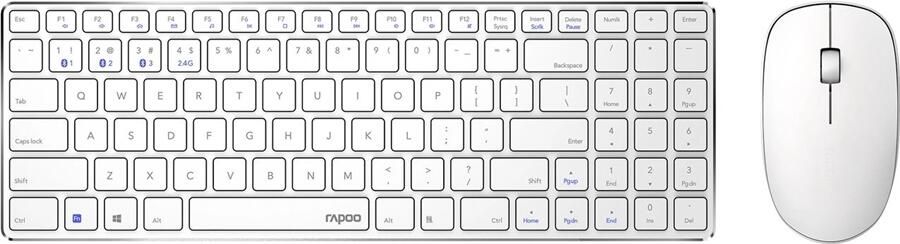 Rapoo "9300M draadloos toetsenbord combo set wit