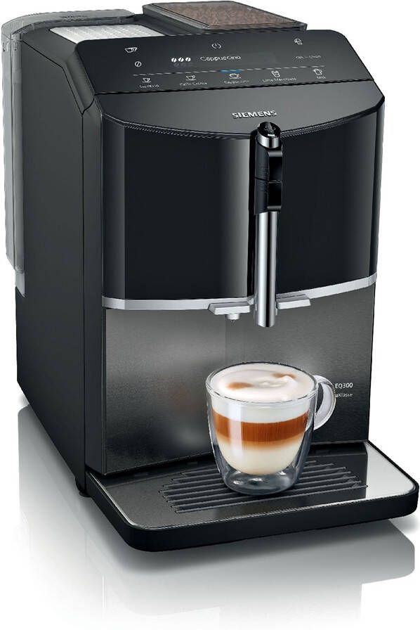 Siemens TF305EF9 EQ300 extraKlasse Espresso volautomaat Donker inox Piano-zwart