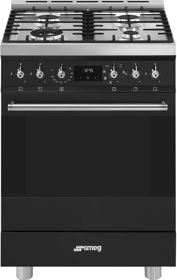 Smeg C6GMMBNLK2 Classici Gasfornuis met Elektrische Oven Mat Zwart