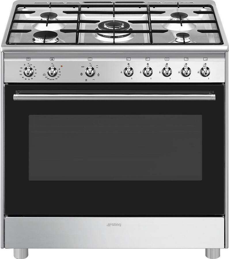 Smeg CX91GMXNLK Classici Esthetisch Fornuis met Gaskookplaat 90 x 60 cm
