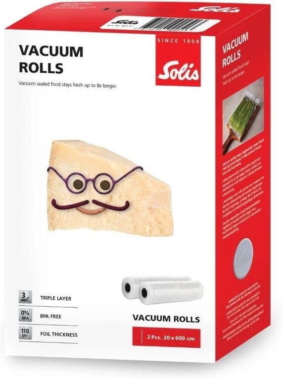 Solis Vacuumrollen 20 x 600 cm Geschikt voor Diepvries Magnetron en Sous Vide Koken BPA-Vrij Drielaags Vacuum Rollen Vacuumfolie Rollen 2 Stuks - Foto 3