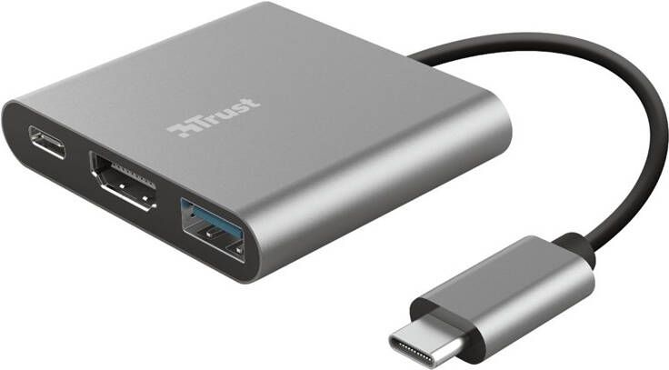 Trust Dalyx 3-in-1 Multiport USB-C Adapter USB Hub Zilver