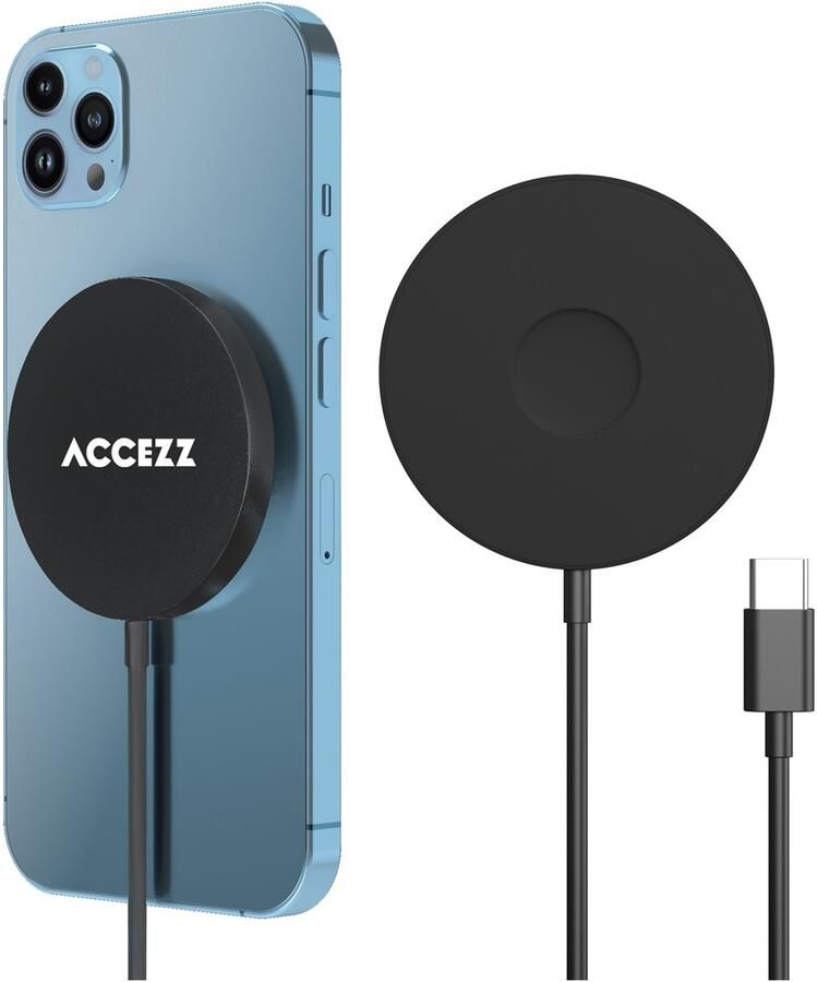 Accezz Wireless MagSafe Charger USB-C 1 meter Oplader Zwart