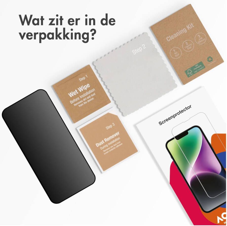 Accezz Gehard Glas Privacy Screenprotector iPhone 15 Smartphone screenprotector Transparant