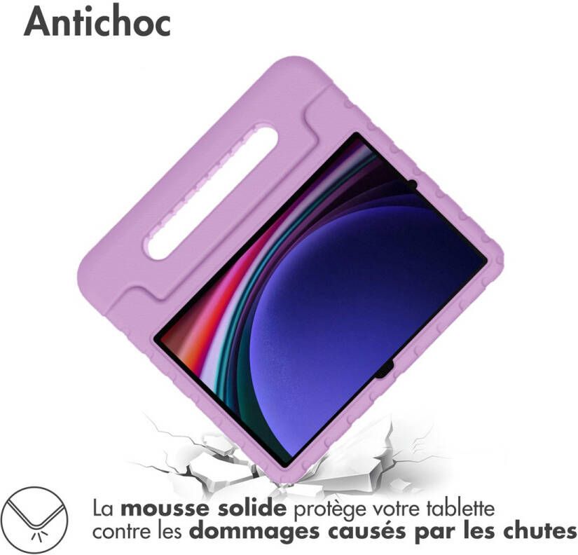 Accezz Kidsproof Backcover met handvat Samsung Galaxy Tab S9 Tab S9 FE Tablethoesje Paars