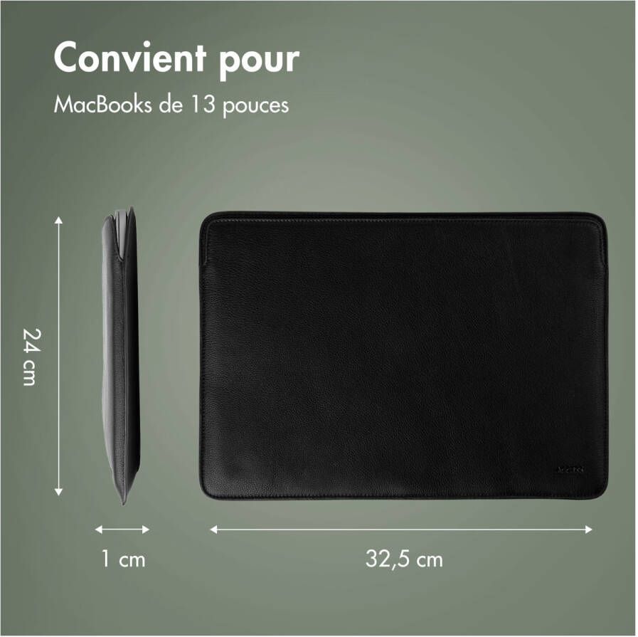 Accezz Leather hoes voor MacBook 13 inch Laptop sleeve Zwart