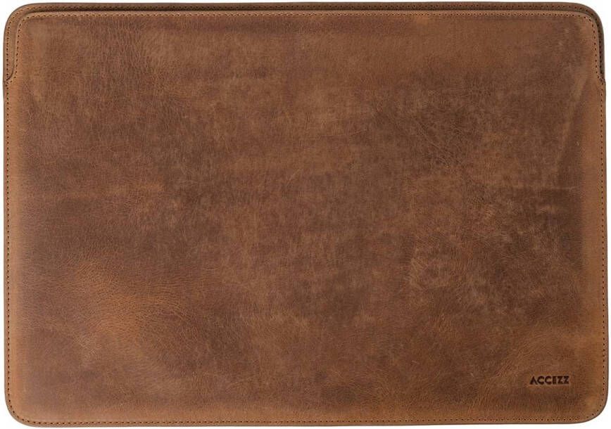 Accezz Leather hoes voor MacBook 14 inch Laptop sleeve Bruin