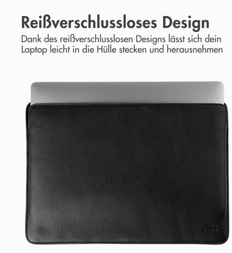 Accezz Leather hoes voor MacBook 14 inch Laptop sleeve Zwart