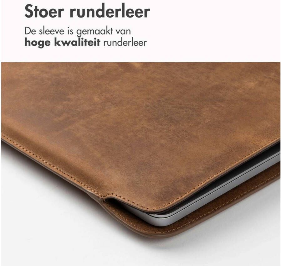 Accezz Leather hoes voor MacBook 15 inch Laptop sleeve Bruin