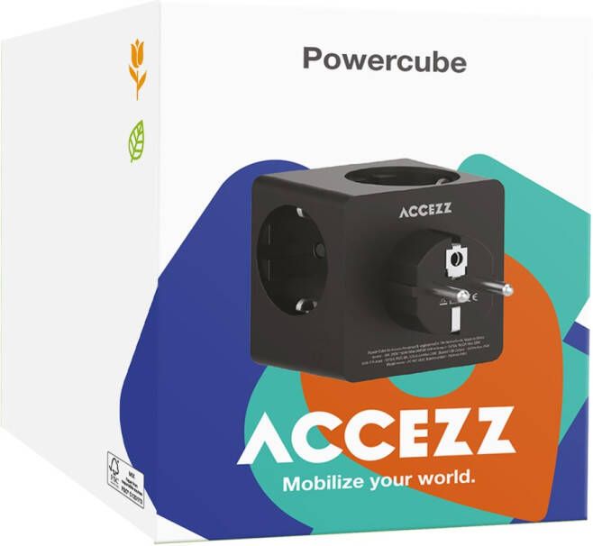 Accezz PowerCube 6-in-1 1x USB-C+2x USB-A+3x stopcontact 4000W Oplader Wit