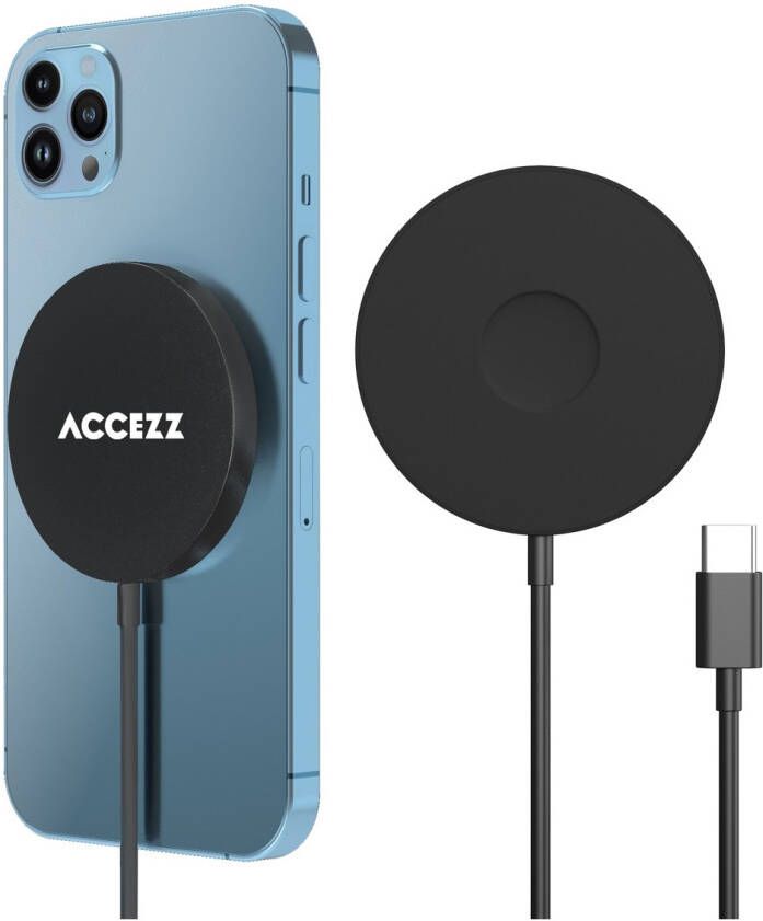 Accezz Wireless MagSafe Charger USB-C 1 meter Oplader Zwart