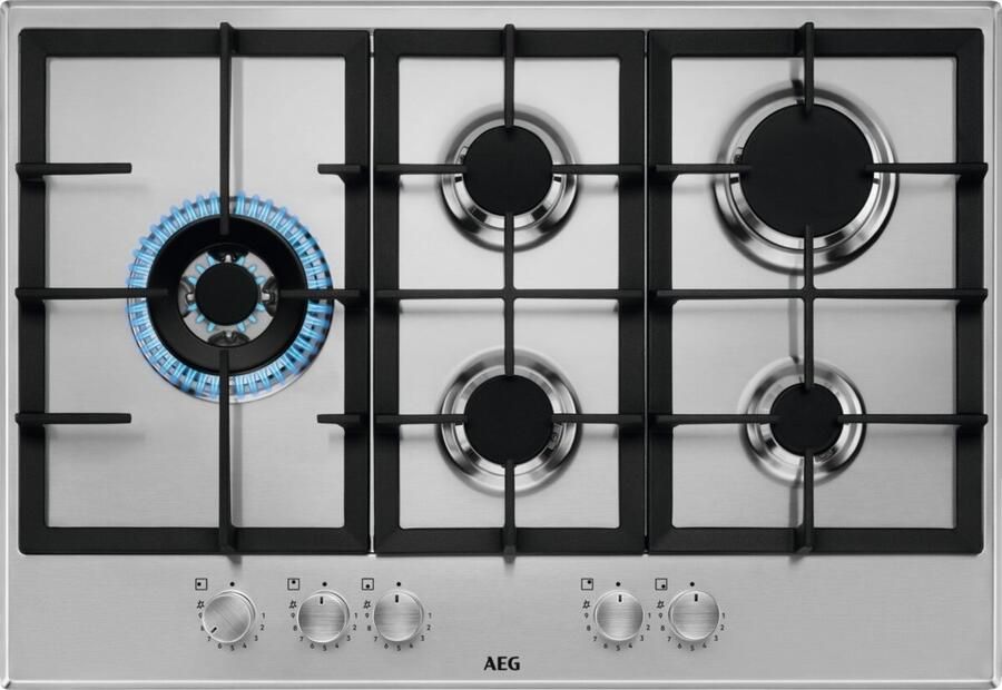 AEG HGB75520SM Gas kookplaat Grijs