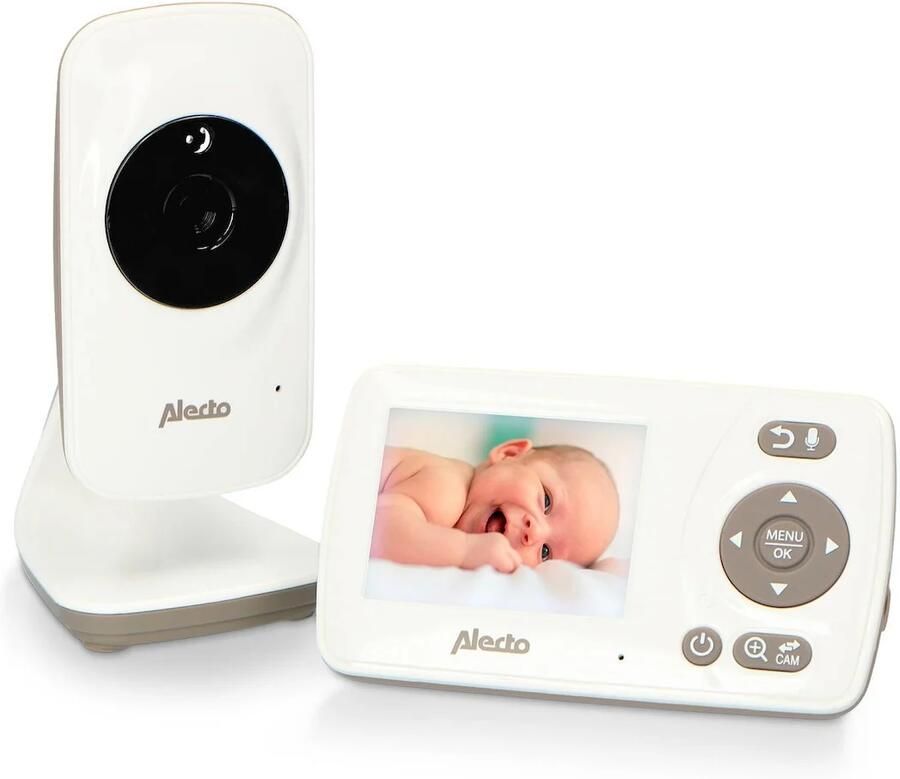Alecto DVM-71 babyfoon met camera en 2.4' kleurenscherm wit taupe