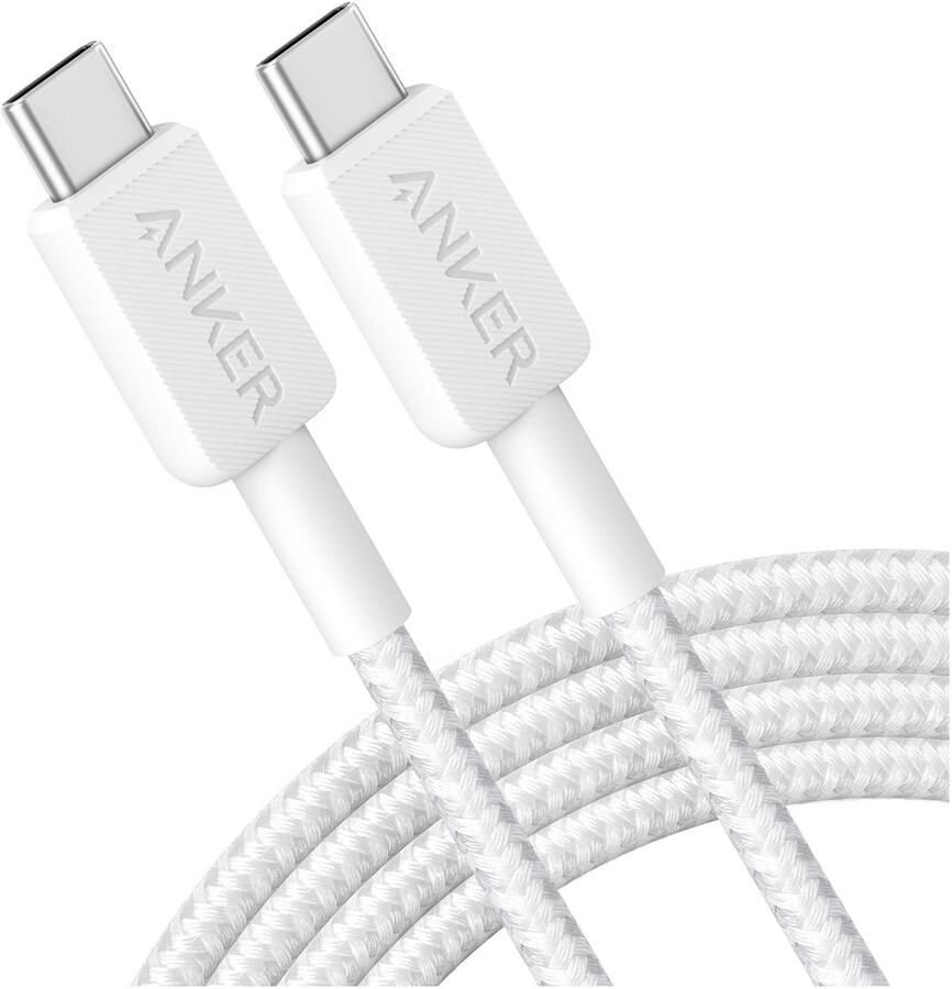 Anker 322 USB-C to USB-C Cable Nylon 1.8M 60W Oplader Wit