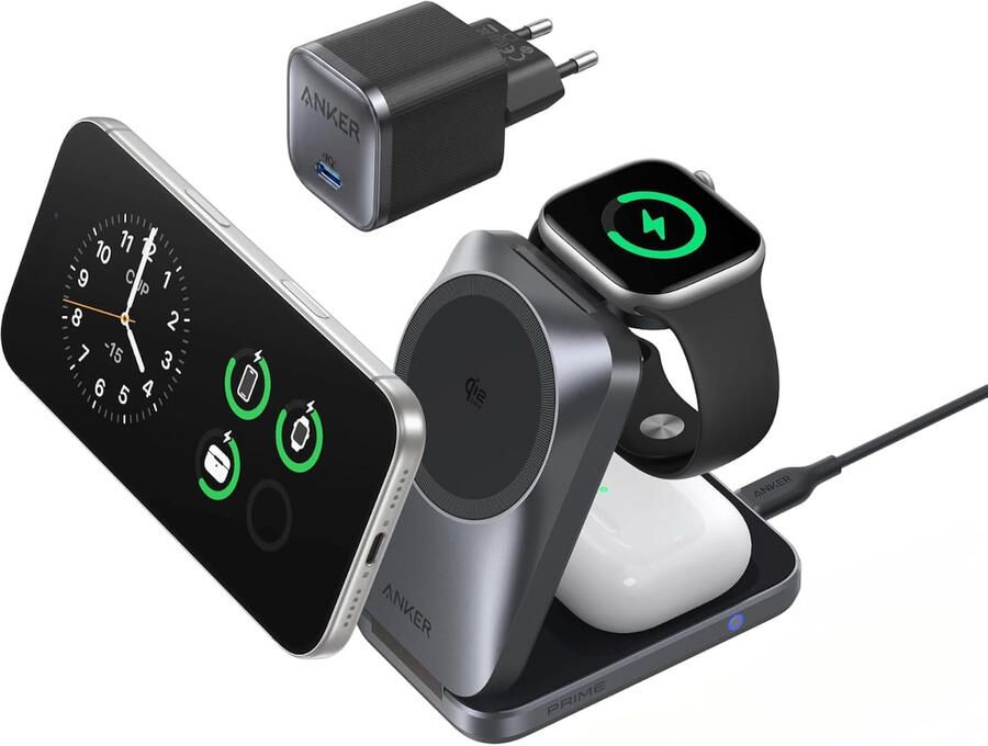 Anker MagGo Wireless Charger Cooling (25W Foldable 3-in-1) Oplader Zwart