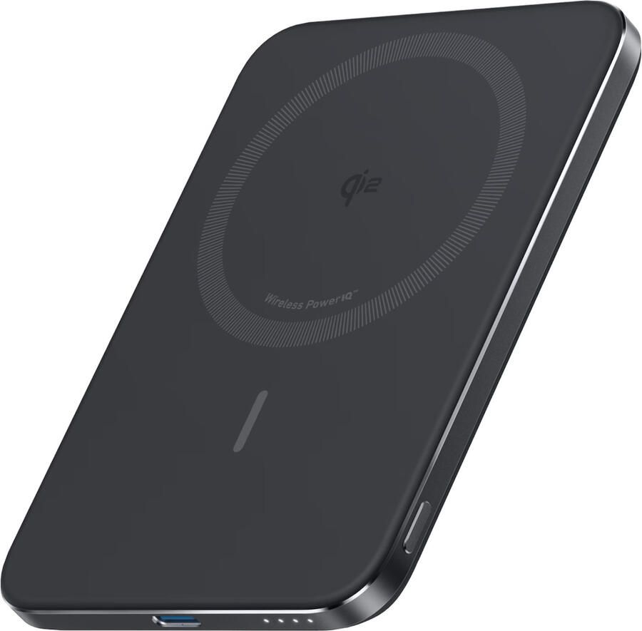 Anker MagGo Slim Draadloze Powerbank met MagSafe en Qi2 5.000 mAh met Snelladen Zwart