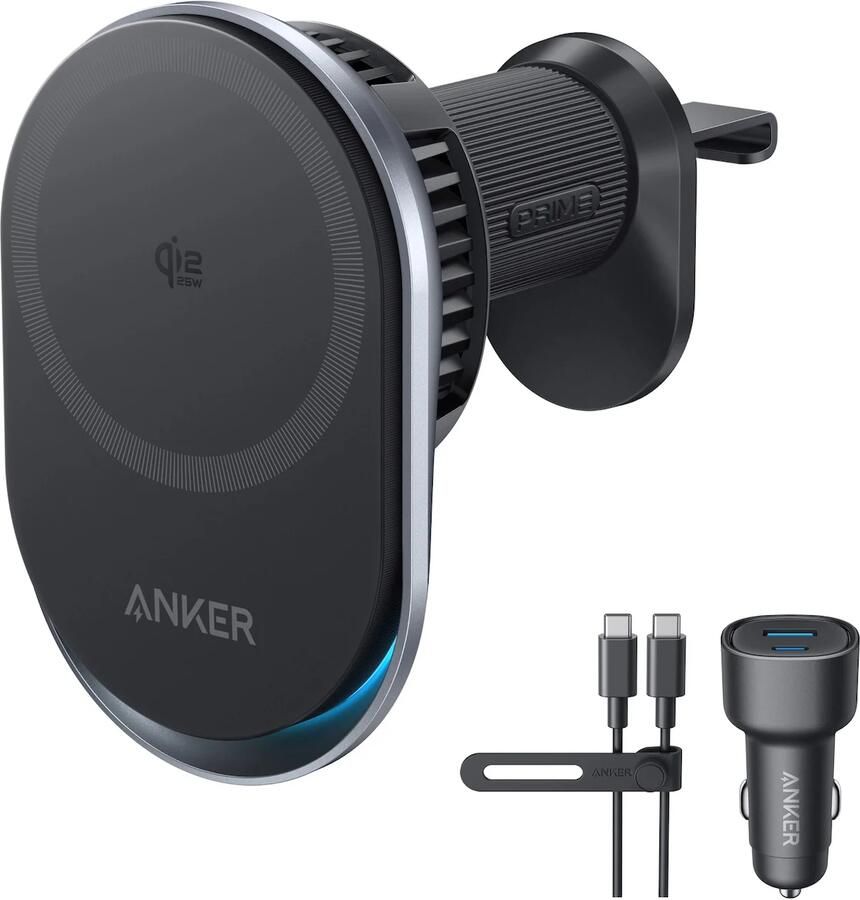 Anker Prime Wireless Car Charger (25W QI2.2 Pad Separated USB-C Cable) Oplader