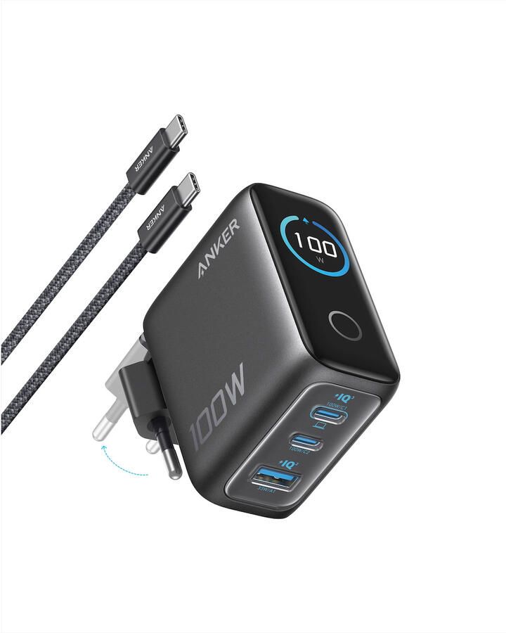 Anker Oplader 3 Usb Poorten 100W Power Delivery 3.1 Zwart