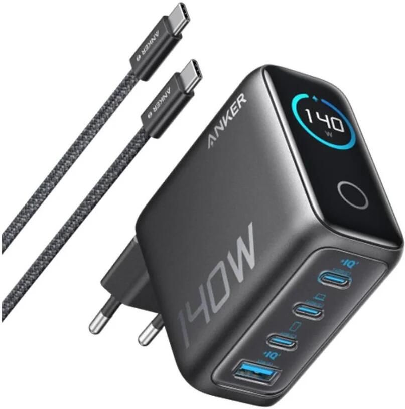 Anker Zolo 140W Charger 4-Port PD 3.1 with smart display 3C1A 1xUSB-C cable Oplader