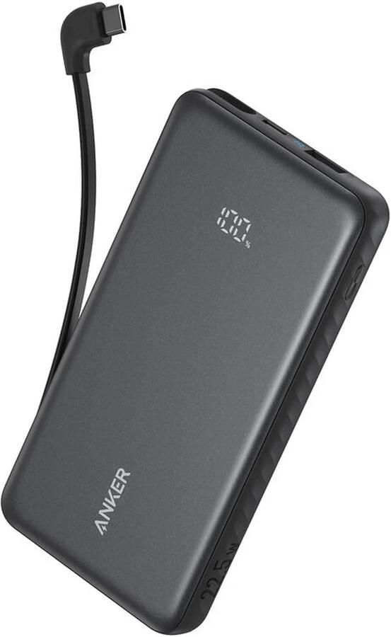 Anker Zolo Power Bank (20 000 mAh 22.5W Built-in USB-C Cable) Powerbank Zwart