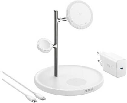 Anker MagGo Magnetic Wireless Charger 15W 3-in-1 Stand EU Plug Oplader Wit