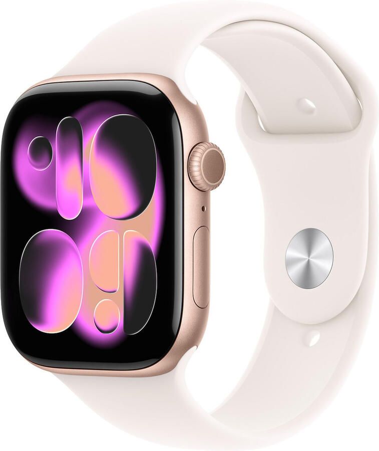 Apple Watch Series 11 GPS + Cellular 46mm Rose Gold Aluminium Case met Light Blush Sport Band M L Smartwatch Roze