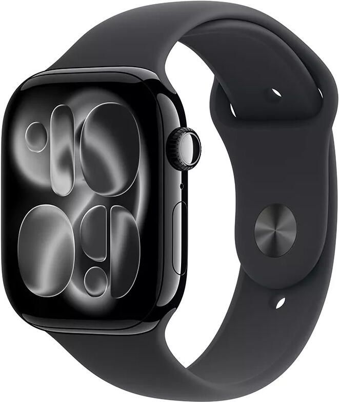 Apple Watch Series 11 GPS + Cellular 46mm Jet Black Aluminium Case met Black Sport Band M L Smartwatch Zwart
