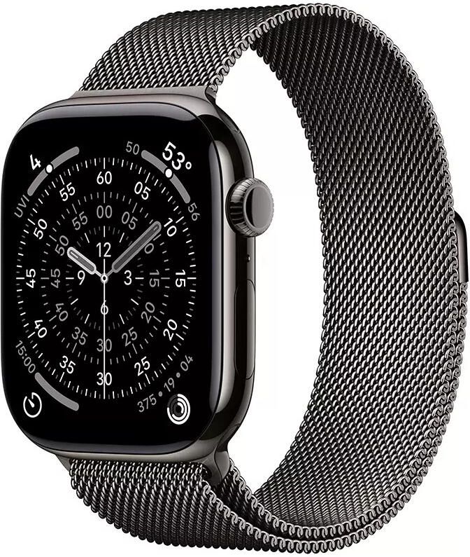 Apple Watch Series 11 GPS + Cellular 46mm Slate Titanium Case met Slate Milanese Loop M L Smartwatch Grijs