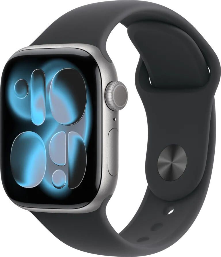 Apple Watch Series 11 GPS 42mm Space Grey Aluminium Case met Black Sport Band M L Smartwatch Grijs