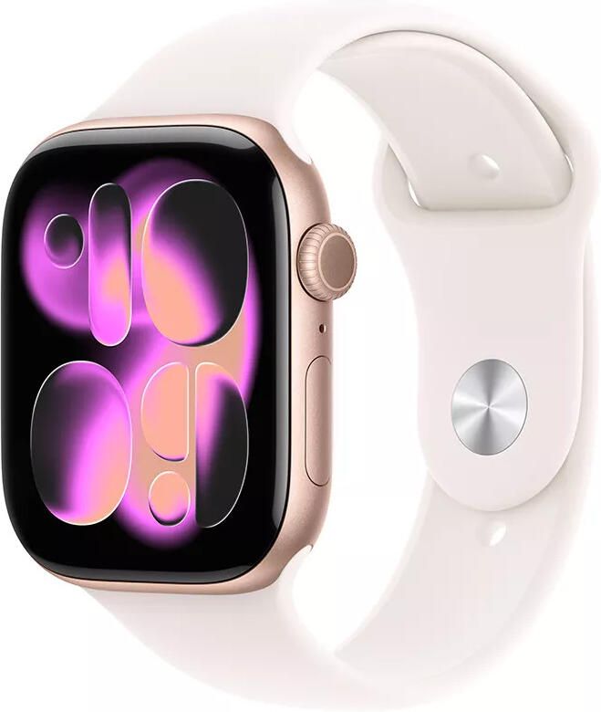 Apple Watch Series 11 GPS 46mm Rose Gold Aluminium Case met Light Blush Sport Band M L Smartwatch Roze