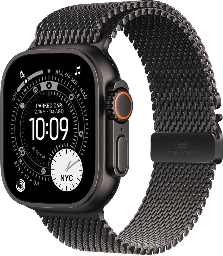 Apple Watch Ultra 3 GPS + Cellular 49mm met Milanese Loop Large Smartwatch Zwart