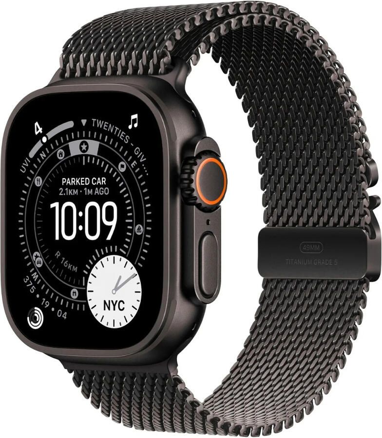 Apple Watch Ultra 3 GPS + Cellular 49mm met Milanese Loop Medium Smartwatch Zwart