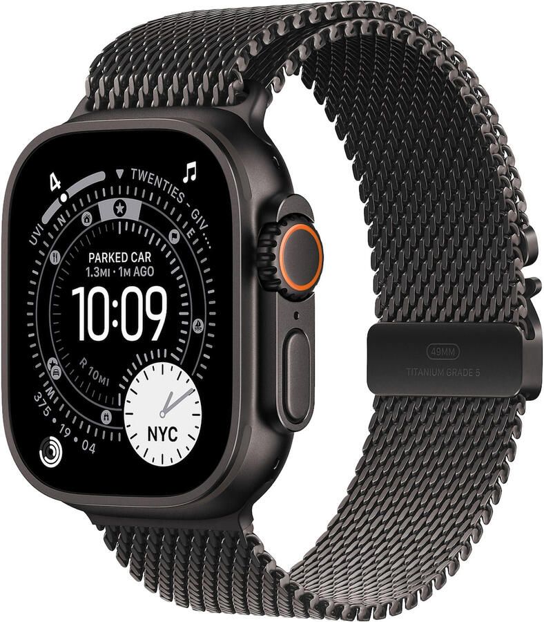 Apple Watch Ultra 3 GPS + Cellular 49mm met Milanese Loop Small Smartwatch Zwart
